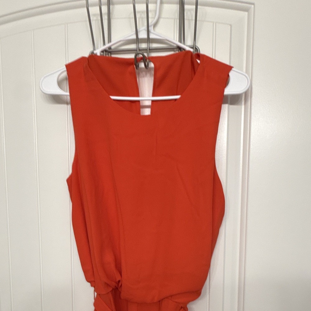 Vince Camuto Women Sleeveless Wide-Leg Jumpsuit Belted Pockets Orange Size 10 - Picture 4 of 8